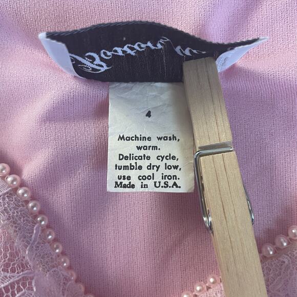 Vintage 70s Dress Size 4 Light Pink Pleated Puff Sleeve Lace Coqutte Romantic - Picture 11 of 16